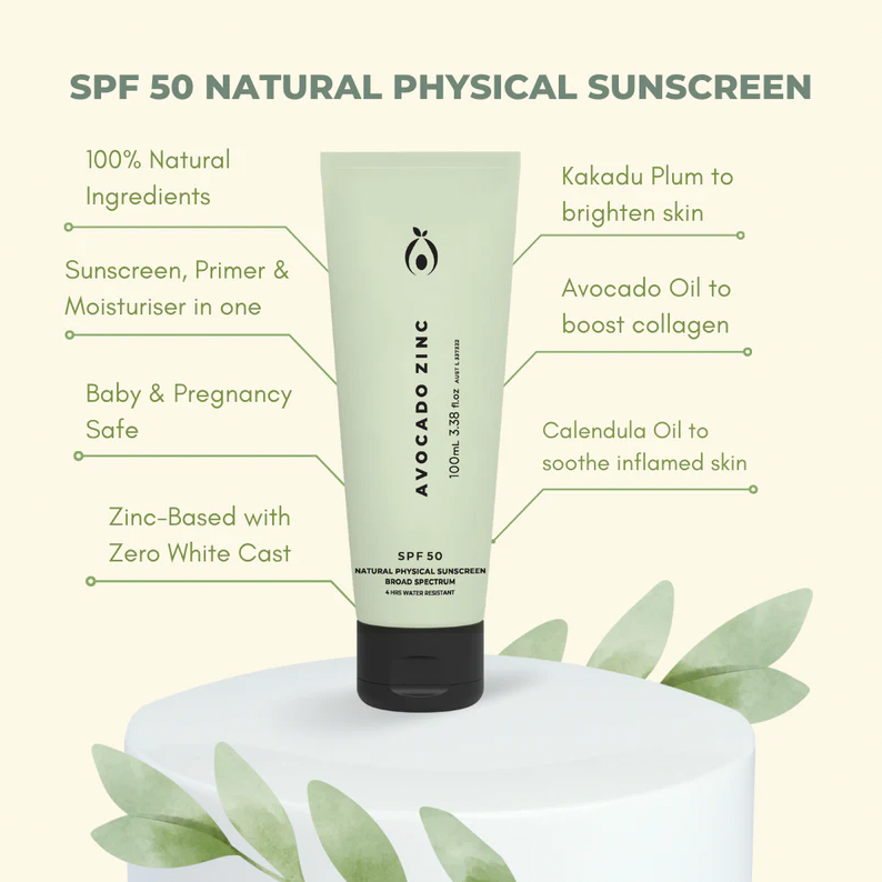 Avocado Zinc Spf 50 Natural Physical Sunscreen Pops Co