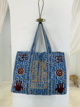 Load image into Gallery viewer, Kinga Csilla Indian Block Printed Kantha Bag - Blue