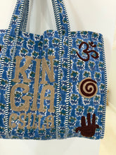 Load image into Gallery viewer, Kinga Csilla Indian Block Printed Kantha Bag - Blue