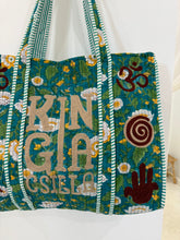 Load image into Gallery viewer, Kinga Csilla Indian Block Printed Kantha Bag - Green