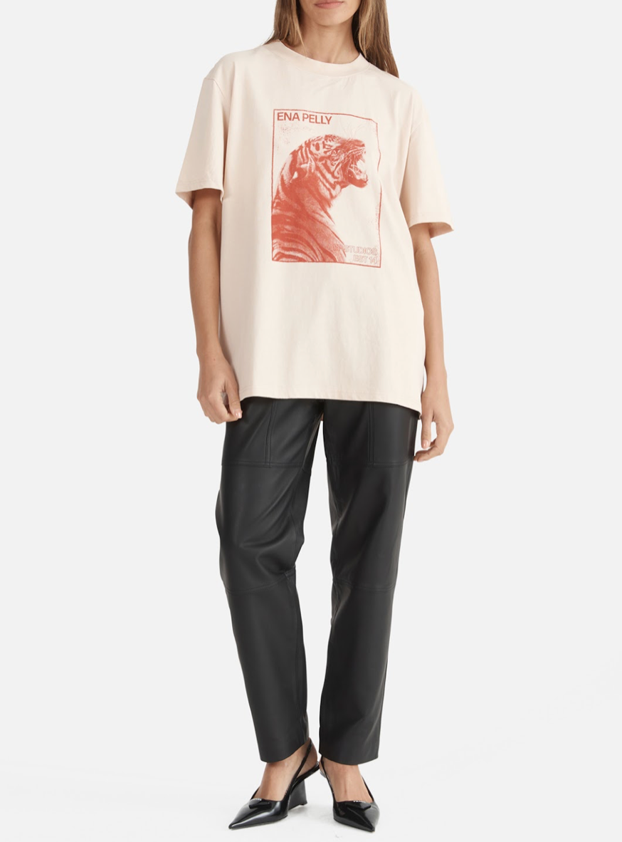 Ena Pelly Stamped Tiger Oversized Tee