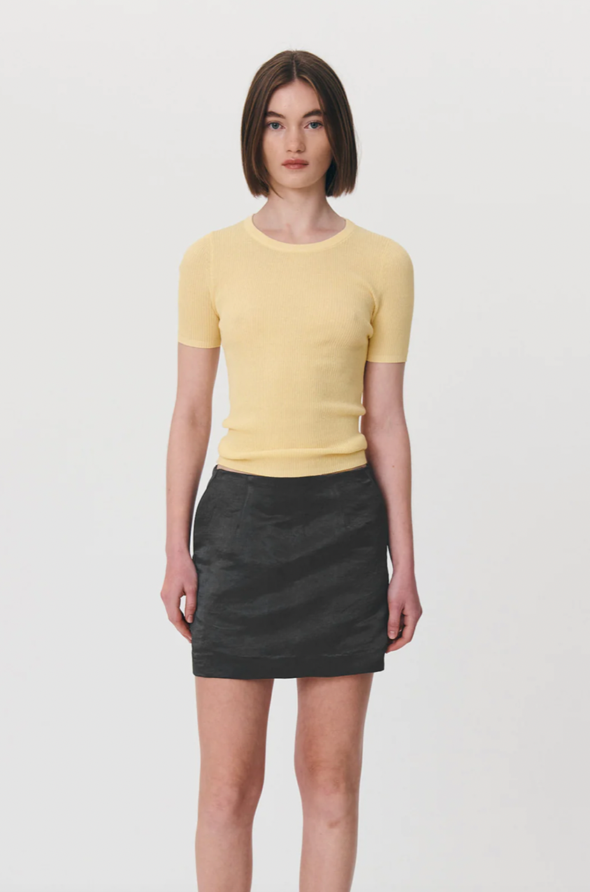 Rowie Tau Silk Linen Mini Skirt - Ion