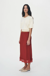 Rowie Marina Silk Midi Skirt - Burgundy