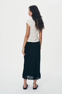 Rowie Marina Silk Midi Skirt - Noir