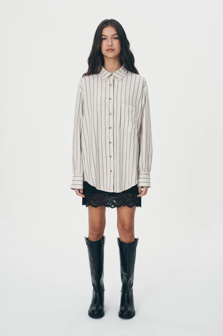 Rowie Ramona Long Sleeve Shirt - Natural Stripe