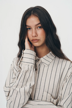 Load image into Gallery viewer, Rowie Ramona Long Sleeve Shirt - Natural Stripe