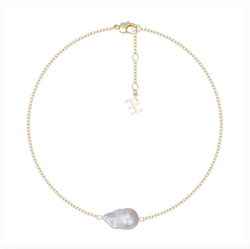 F+H Box Chain Baroque Pearl Necklace