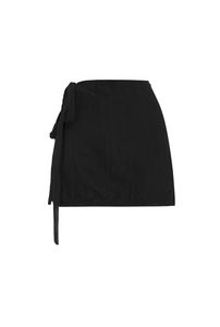 Rowie Jole Silk Mini Wrap Skirt - Noir