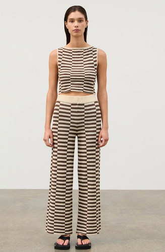 Zulu & Zephyr Cocoa Grid Textured Knit Pant