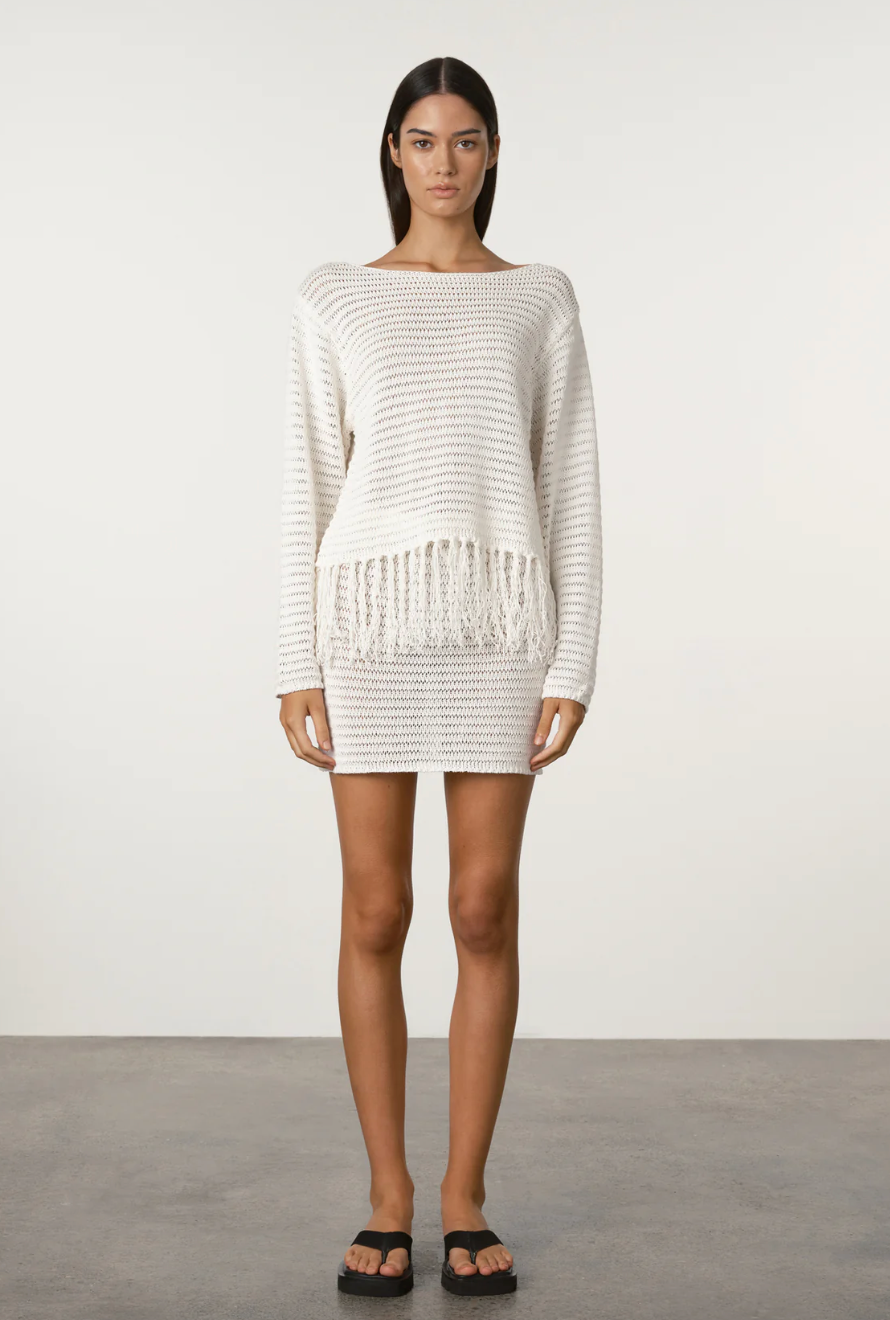 Zulu & Zephyr White Crochet Knit Top