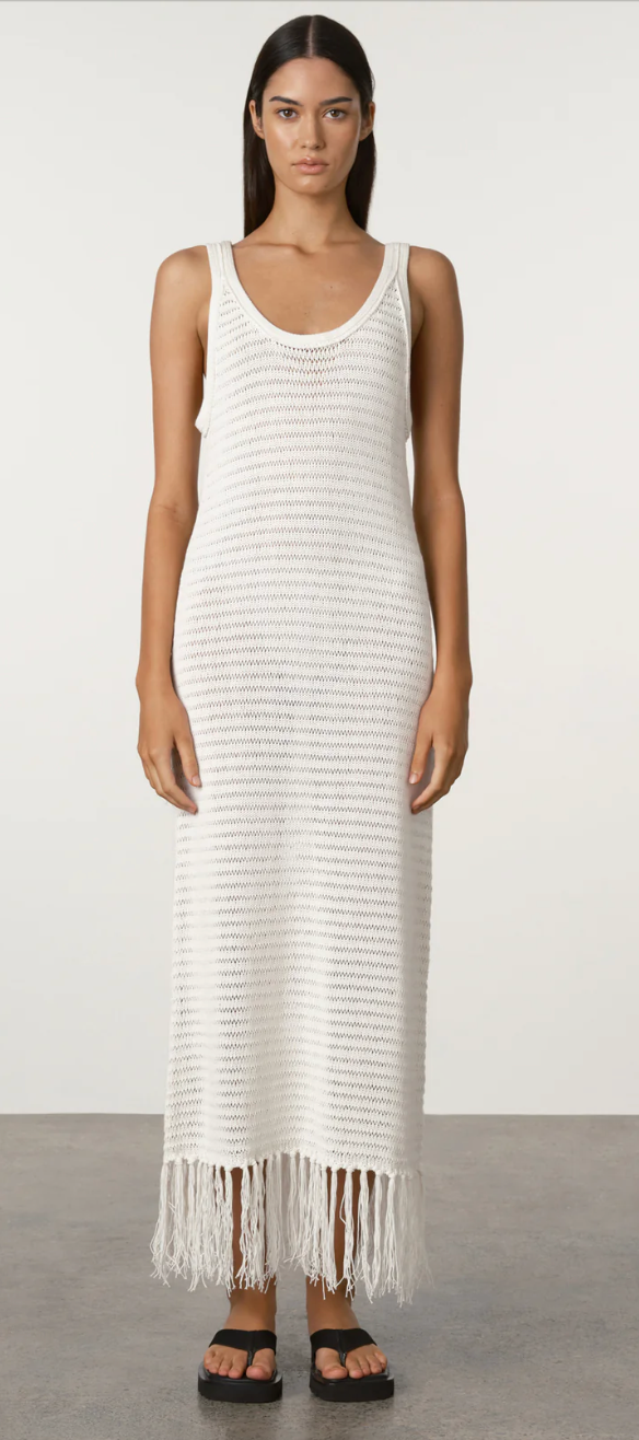 Zulu & Zephyr Crochet Knit Dress - White