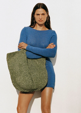 Load image into Gallery viewer, Zulu &amp; Zephyr Crochet Lattice Knit Mini Dress - Bright Blue