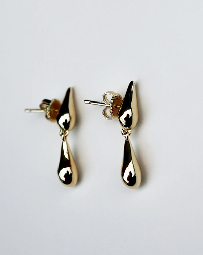 F+H Double Droplet Studs - Gold