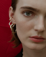 Load image into Gallery viewer, F+H Wave Hoop Earrings Small - Silver