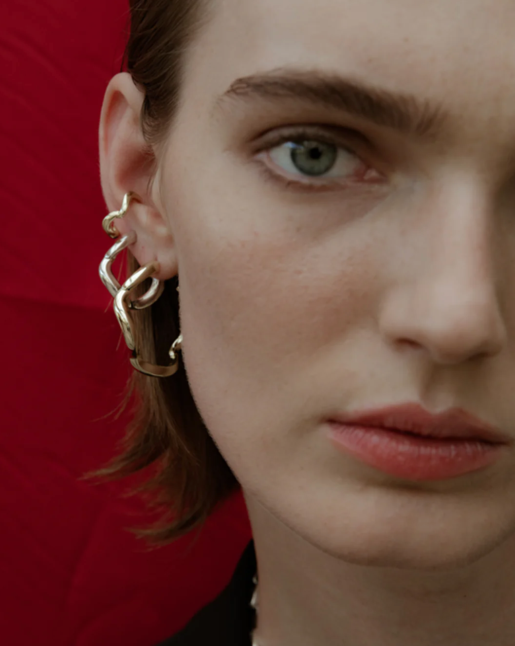 F+H Wave Hoop Earrings Small - Silver