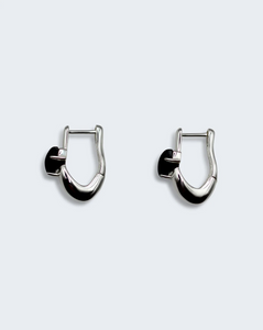 F+H Modernist Gemstone Link Earrings - Onyx