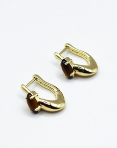 F+H Modernist Gemstone Link Earrings - Tigers Eye