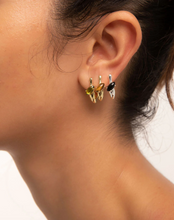 Load image into Gallery viewer, F+H Modernist Gemstone Link Earrings - Tigers Eye
