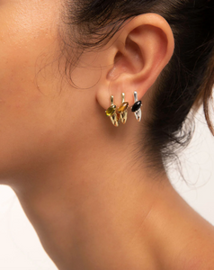 F+H Modernist Gemstone Link Earrings - Tigers Eye