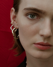 Load image into Gallery viewer, F+H Wave Hoop Earrings Small- Gold