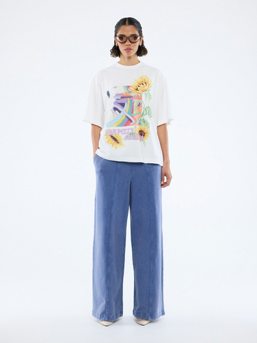Ena Pelly Sunflower Warp Tee - White