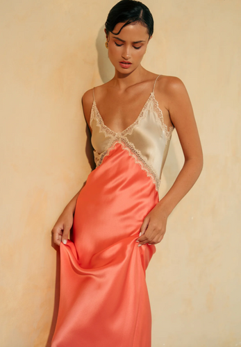 Ginia Sadie Dress - Coral/ Almond