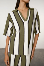 Load image into Gallery viewer, Zulu &amp; Zephyr Olive Stripe Textured Knit Shirt