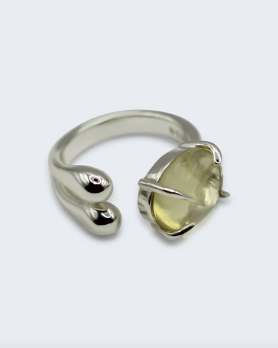 F+H Accord Gemstone Ring - Silver + Lemon Quartz