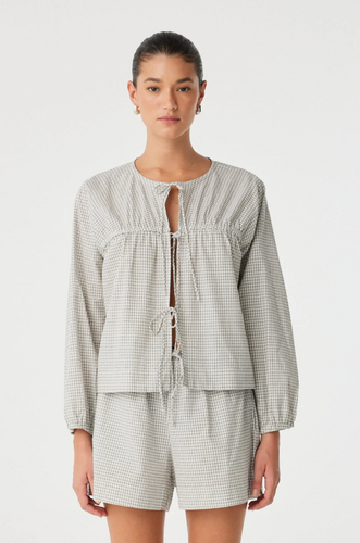 Arcaa Chloe Tie Fit Blouse - Black Check