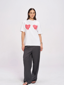 Maku Gingham Hearts Oversize Tee - White