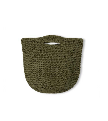 Zulu & Zephyr Round Straw Bag - Olive