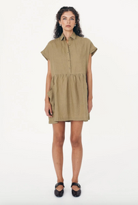 Rowie Gina Linen Mini Dress - Olive