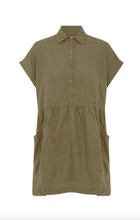 Load image into Gallery viewer, Rowie Gina Linen Mini Dress - Olive