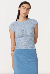Rowie Galo Sunflower Lace Tee - Periwinkle