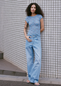 Rowie Galo Sunflower Lace Tee - Periwinkle
