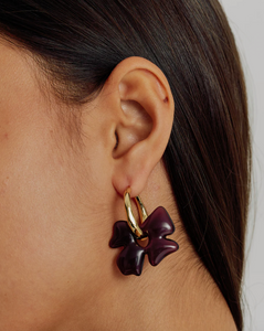 Brie Leon Glass Flower Earrings- Choc