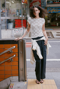 Rowie Galo Sunflower Lace Tee - Creme