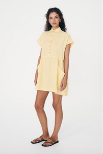 Rowie Gina Linen Mini Dress - Lemon