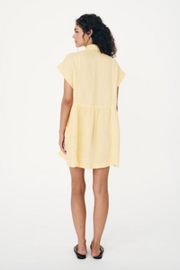 Rowie Gina Linen Mini Dress - Lemon