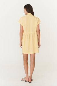 Rowie Gina Linen Mini Dress - Lemon