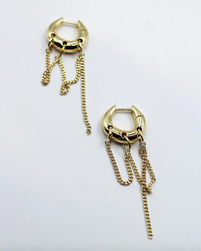 F+H Dripping Chain Huggie Earrings