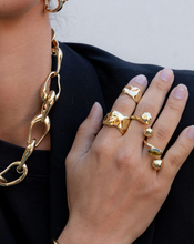 Load image into Gallery viewer, F+H Eccentric Hammered Gemstone Ring - Peridot