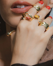 Load image into Gallery viewer, F+H Cluster Gemstone Ring - Tigers Eye