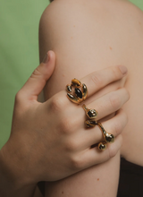 Load image into Gallery viewer, F+H Eccentric Hammered Gemstone Ring - Tigers Eye