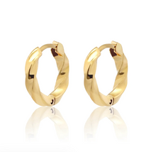 Load image into Gallery viewer, By Barny Ira Twist Hoops Gold