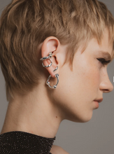 Load image into Gallery viewer, F+H Hammered Ball Hoops Silver - Large
