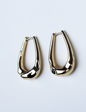 Load image into Gallery viewer, F+H Hammered Long Hoops - Gold
