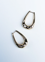 Load image into Gallery viewer, F+H Hammered Long Hoops - Gold