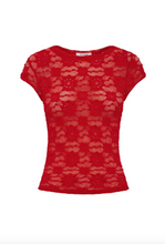 Load image into Gallery viewer, Rowie Galo Sunflower Lace Tee - Flame Red