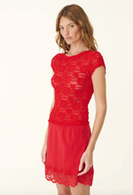 Load image into Gallery viewer, Rowie Galo Sunflower Lace Tee - Flame Red